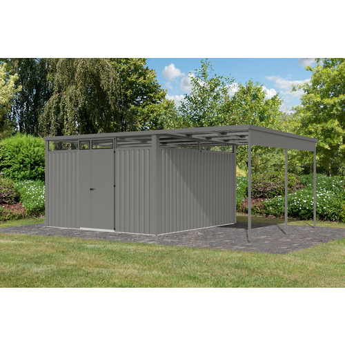 KARIBU Gartenhaus »Osten 3,5«, BxHxT: 565 x 220 x 11,5 cm, (Außenmaße inkl. Dachüberstand), Wandstärke 0,5 mm - grau