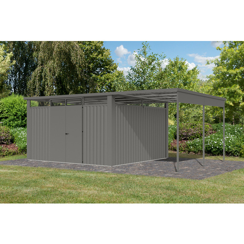 KARIBU Gartenhaus »Osten 4«, BxHxT: 621 x 220 x 22,5 cm(Außenmaße inkl. Dachüberstand), Wandstärke 0,5 mm - grau