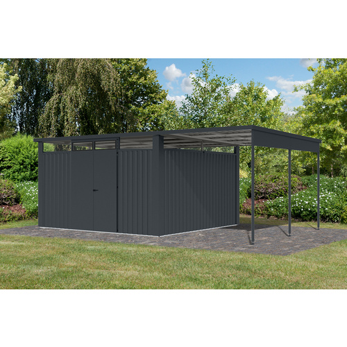 KARIBU Gartenhaus »Osten 4«, BxHxT: 621 x 220 x 22,5 cm, (Außenmaße inkl. Dachüberstand), Wandstärke 0,5 mm - grau