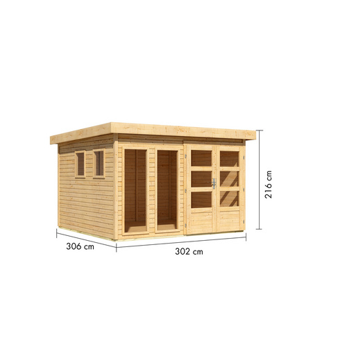 KARIBU Gartenhaus »Lahar 6«, BxHxT: 338 x 216 x 302 cm (Außenmaße inkl. Dachüberstand), Wandstärke 19 mm - braun |  Fichte  |  9 m²