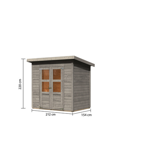 KARIBU Gartenhaus »Merseburg 3«, BxHxT: 244 x 219 x 150 cm (Außenmaße inkl. Dachüberstand), Wandstärke 14 mm - grau