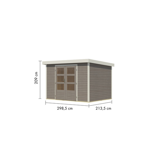 KARIBU Gartenhaus »Osterby 4 D«, BxHxT: 322,5 x 209 x 213 cm (Außenmaße inkl. Dachüberstand), Wandstärke 19 mm - grau |  Fichte  |  6,35 m²