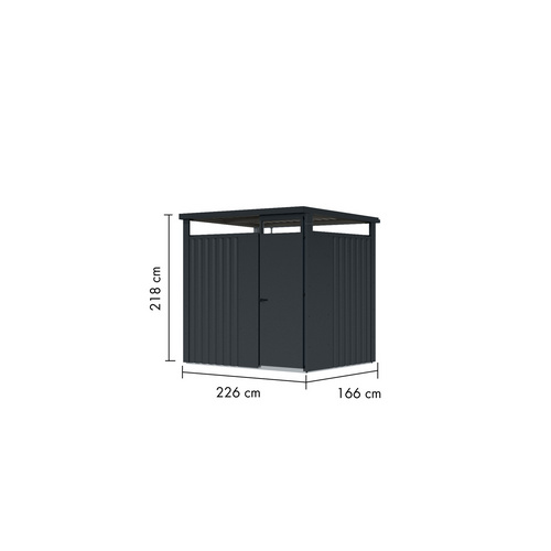 KARIBU Gartenhaus »Osten 1,5«, BxHxT: 229 x 218 x 15 cm(Außenmaße inkl. Dachüberstand), Wandstärke 0,5 mm - grau