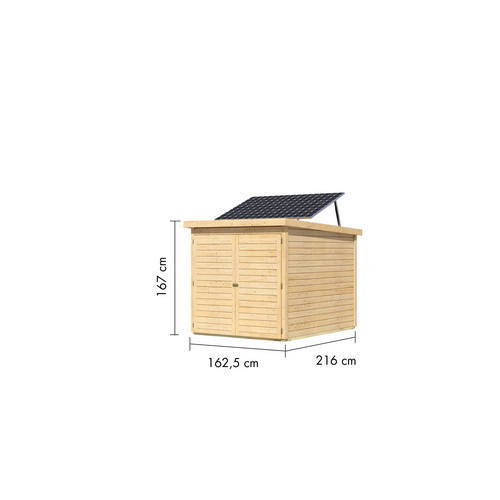 KARIBU Gartenhaus »Fahrradgarage 3«, BxHxT: 182 x 167 x 212 cm (Außenmaße inkl. Dachüberstand), Wandstärke 19 mm - braun |  Fichte  |  3,4 m²