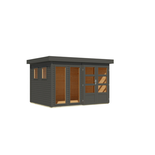 KARIBU Gartenhaus »Lahar 5«, BxHxT: 334 x 211 x 242 cm (Außenmaße inkl. Dachüberstand), Wandstärke 19 mm - grau