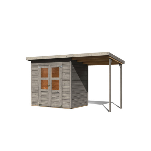 KARIBU Gartenhaus »Merseburg 3«, BxHxT: 402 x 219 x 150 cm (Außenmaße inkl. Dachüberstand), Wandstärke 14 mm - grau |  Fichte  |  3,3 m²