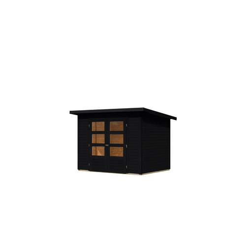 KARIBU Gartenhaus »Stockach 3«, BxHxT: 286 x 197 x 182 cm (Außenmaße inkl. Dachüberstand), Wandstärke 19 mm - schwarz |  Fichte  |  4,41 m²