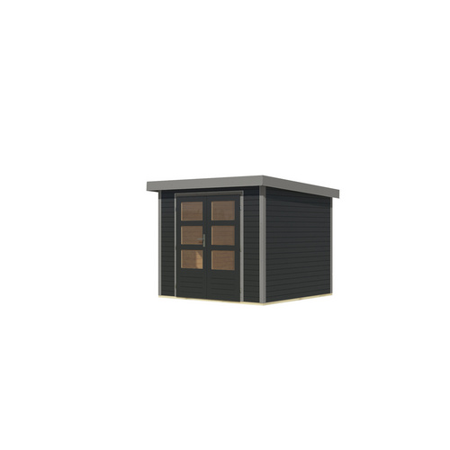 KARIBU Gartenhaus »Osterby 3 C«, BxHxT: 272,5 x 209 x 213 cm (Außenmaße inkl. Dachüberstand), Wandstärke 19 mm - grau |  Fichte  |  5,05 m²