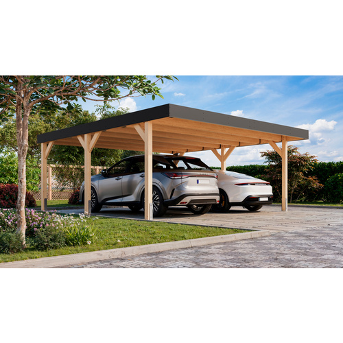 Thumbnail - KARIBU Carport, Außenmaß BxT: 558 x 576,5 cm, naturbelassen, Holzart: Fichte - braun