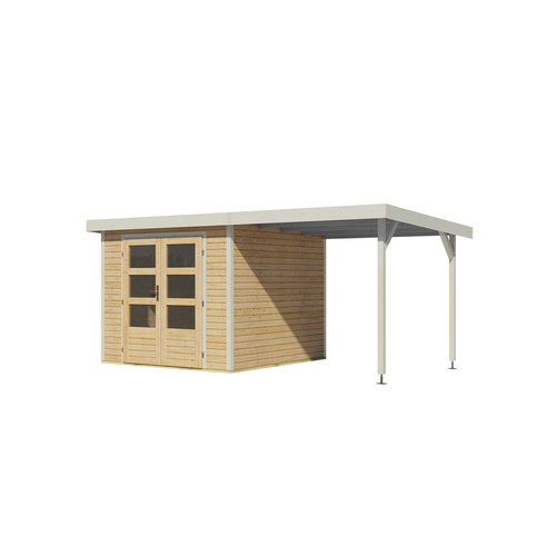 Thumbnail - KARIBU Gartenhaus »Osterby 3,5 A«, BxHxT: 482,5 x 209 x 242 cm (Außenmaße inkl. Dachüberstand), Wandstärke 19 mm - braun