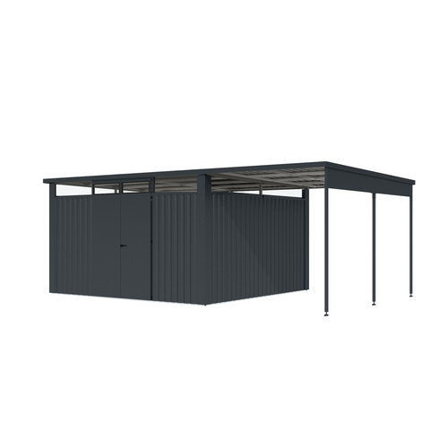 KARIBU Gartenhaus »Osten 4«, BxHxT: 621 x 220 x 22,5 cm, (Außenmaße inkl. Dachüberstand), Wandstärke 0,5 mm - grau