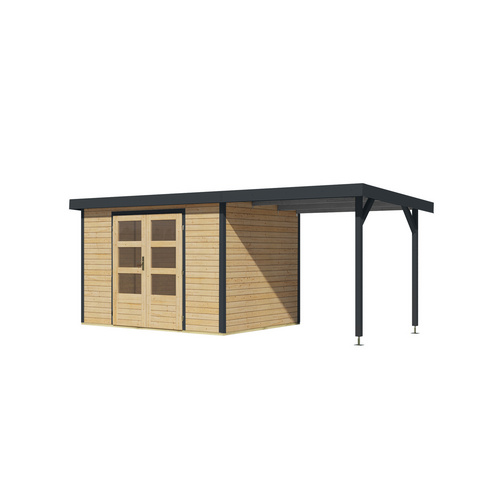 KARIBU Gartenhaus »Osterby 4 A«, BxHxT: 538,5 x 209 x 213 cm (Außenmaße inkl. Dachüberstand), Wandstärke 19 mm - braun |  Fichte  |  6,35 m²