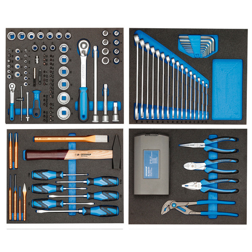 Thumbnail - GEDORE Werkzeugwagen, workster smartline mit 147-teiligen Werkzeugsortiment - blau | schwarz