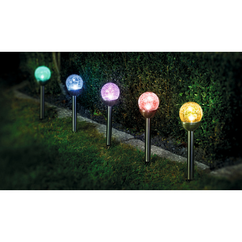 Thumbnail - CASAYA LED-Solarleuchte »Viska«, ØxH: 8 x 38 cm, RGB-Farbwechsel, Dämmerungssensor, silber - silberfarben