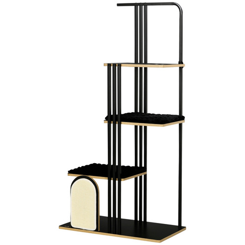 PawHut Kratzbaum, 4 Ebenen, LxBxH: 85 x 48 x 170 cm - schwarz