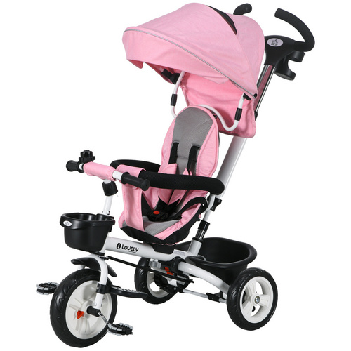 HOMCOM Dreirad, mit Schiebegriff, LxBxH: 112 x 50 x 104 cm - rosa