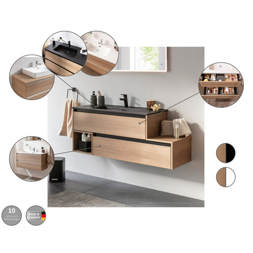 Thumbnail - FACKELMANN Waschtischunterbau »VITA«, VITA L-WT-Unterbau rechts 1301x500x460 - braun