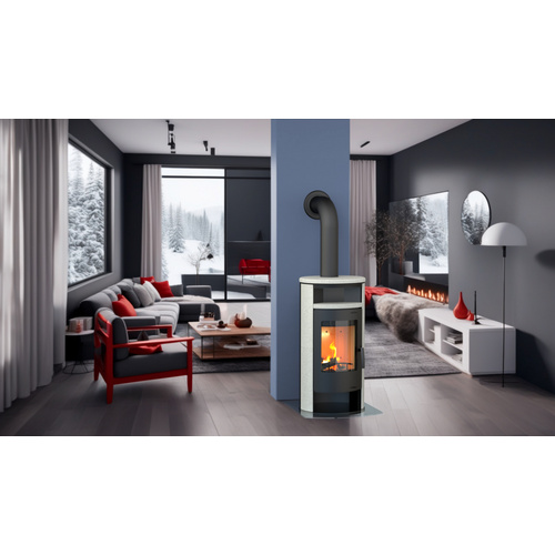 Thumbnail - THERMIA Kaminofen »Olympus Limestone«, schwarz, Stahl / Kalkstein, 7 kW