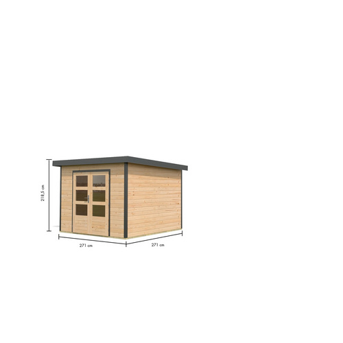 KARIBU Gartenhaus »Haby A«, Außenmaß (BxHxT): 271 x 218,5 x 271 cm, naturbelassen/anthrazit - braun |  Holz  |  7 m²