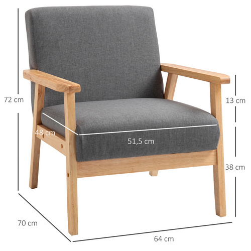 Thumbnail - HOMCOM Sessel, A-förmige Beine, LxBxH: 64 x 70 x 72 cm - grau