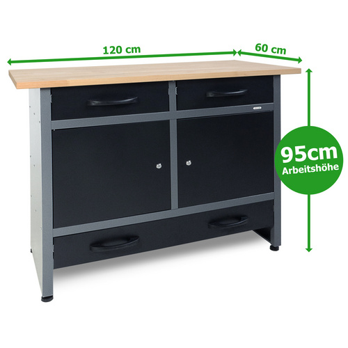 Thumbnail - Ondis24 Werkbank »Werner Plus«, BxHxT: 120 x 95 x 60 cm, Metall - grau