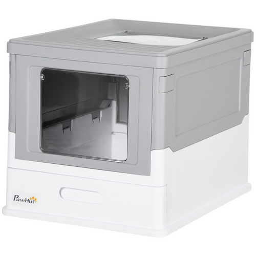 PawHut Katzentoilette, mit ausziehbarer Schublade, LxBxH: 47,5 x 35,5 x 36,7 cm - weiss