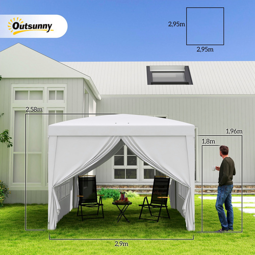 Thumbnail - Outsunny Pavillon, LxBxH: 295 x 295 x 258 cm - weiss