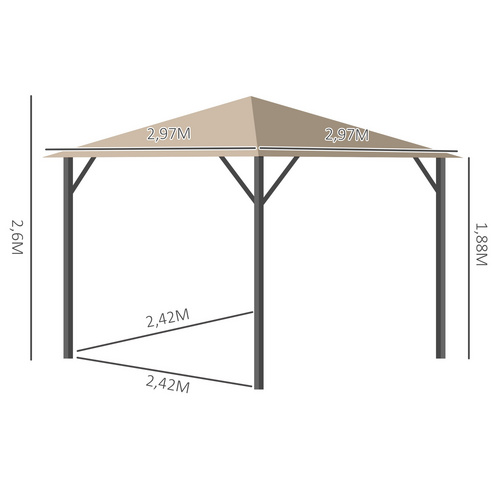 Outsunny Pavillon, LxBxH: 297 x 297 x 26...