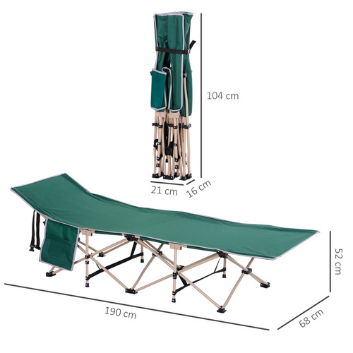 Thumbnail - Outsunny Campingbett, mit Aufbewahrungstasche, LxBxH: 190 x 68 x 52 cm - gruen