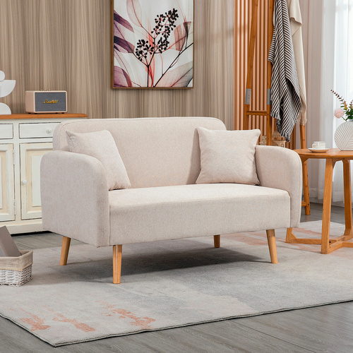 Thumbnail - HOMCOM Sofa, Doppelsofa, LxBxH: 130 x 70 x 80 cm - weiss