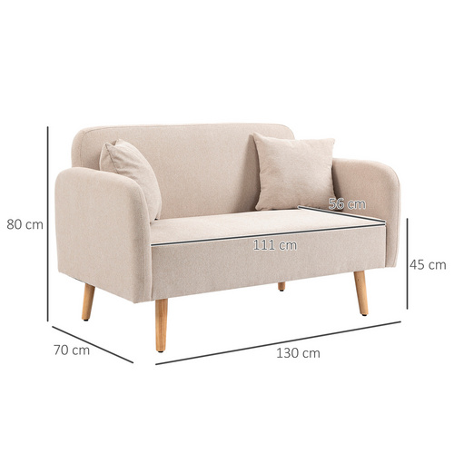 Thumbnail - HOMCOM Sofa, Doppelsofa, LxBxH: 130 x 70 x 80 cm - weiss