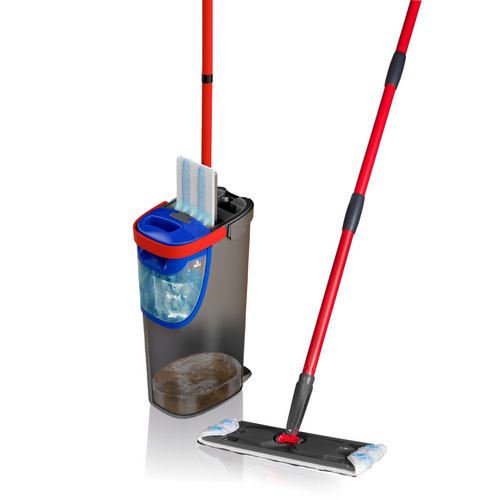 Image of VILEDA Bodenwischer-Set, mit Zweitanksystem, Microfaser/Kunststoff, schwarz/rot