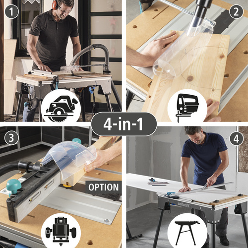 Thumbnail - WOLFCRAFT Maschinentisch »MASTER cut 2200«, schwarz, braun - grau