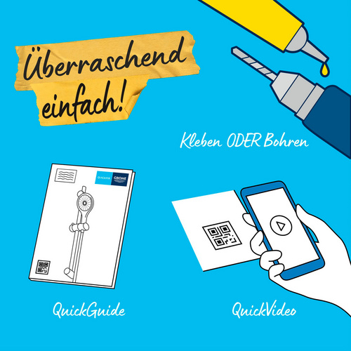 Thumbnail - GROHE Brausestange »Vitalio Start«, 2 Strahlarten (Rain, Jet), chrom - silberfarben