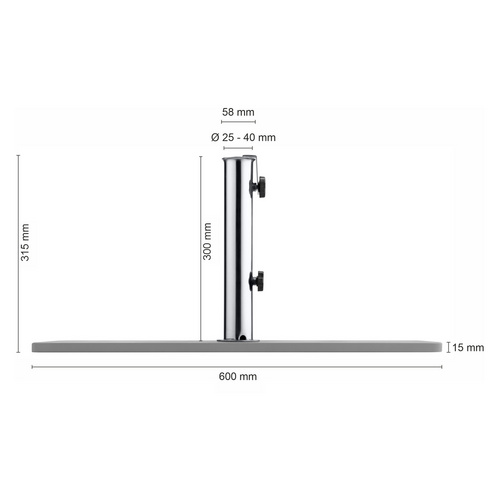 SCHNEIDER SCHIRME Balkonschirmständer, Stahl, silbergrau, für Unterstöcke Ø: 25-40 mm