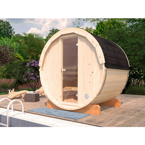 PALMAKO Fasssauna »Anita«, B x H x T: 200 x 206 x 160 cm, Fichtenholz - braun