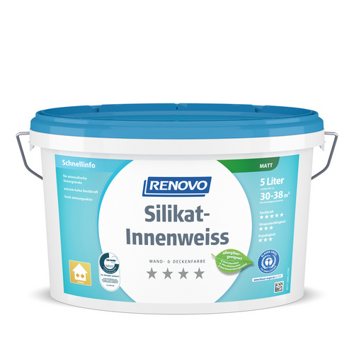 RENOVO Wand- und Deckenfarbe, »Silikatweiss«, matt, 5 l