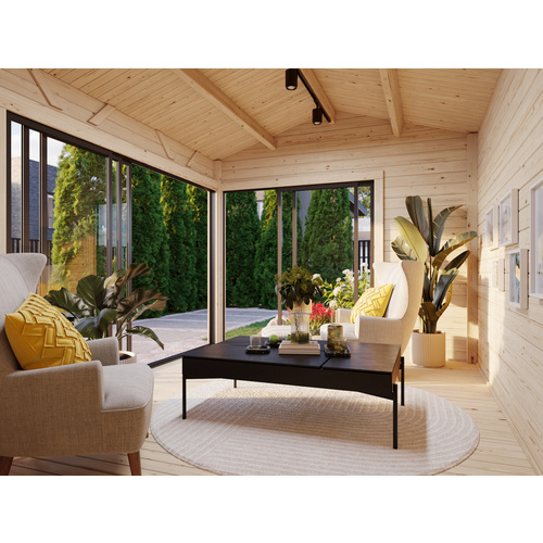 PALMAKO Gartenhaus »Amanda«, Aufstellmaße BxTxH: 434 x 340 x 280 cm, tauchgrundiert, Holz - grau |  Fichte