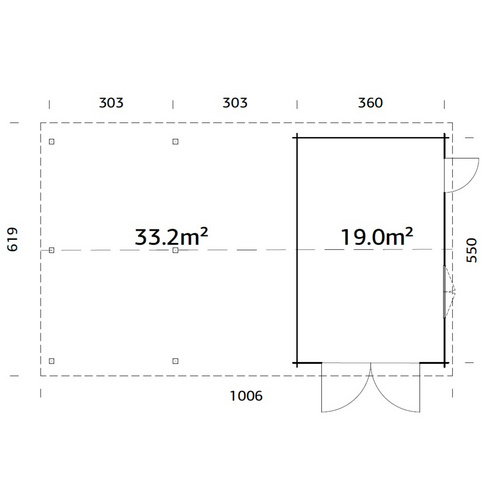 Thumbnail - PALMAKO Garage »Roger«, Aufstellmaße BxTxH: 1006 x 619 x 316 cm, Blockbohlensystem, Holz - grau