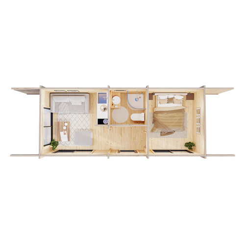 PALMAKO Ferienhaus »Cecilia«, Aufstellmaße BxTxH: 1030 x 460 x 278 cm, unbehandelt, Holz - braun |  Fichte