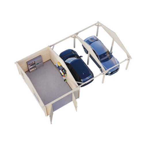 Thumbnail - PALMAKO Garage »Roger«, Aufstellmaße BxTxH: 1006 x 619 x 316 cm, Blockbohlensystem, Holz - grau