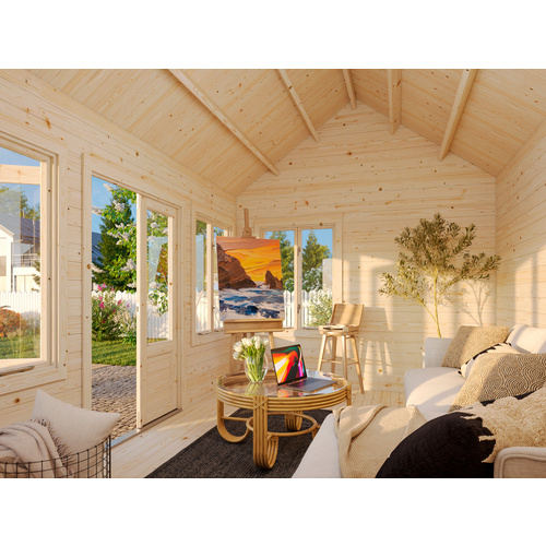 PALMAKO Gartenhaus »Claudia«, Aufstellmaße BxTxH: 444 x 354 x 347 cm, lackiert, Holz - grau |  Fichte