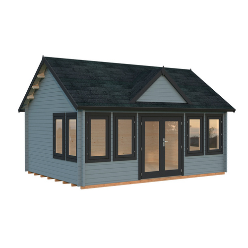 PALMAKO Ferienhaus »Claudia«, Aufstellmaße BxTxH: 574 x 424 x 363 cm, lackiert, Holz - grau |  Fichte