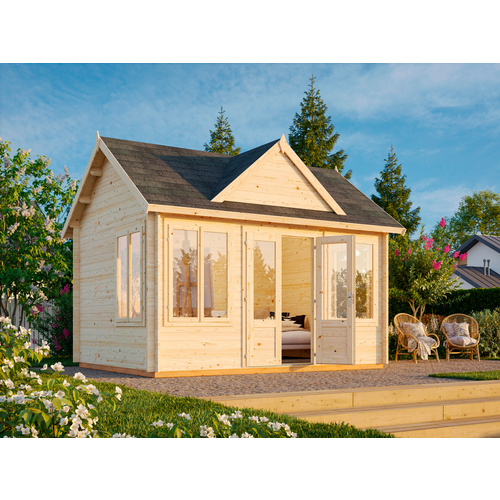 PALMAKO Gartenhaus »Claudia«, Aufstellmaße BxTxH: 444 x 354 x 347 cm, lackiert, Holz - grau |  Fichte