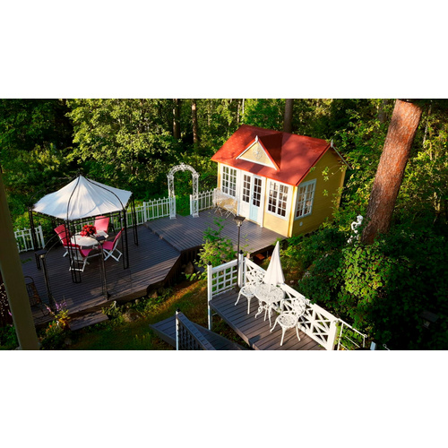 PALMAKO Gartenhaus »Claudia«, Aufstellmaße BxTxH: 444 x 354 x 347 cm, lackiert, Holz - grau |  Fichte
