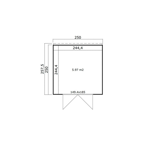 Ferienhaus, STELLA 2, 28 mm, 250 x 250 cm,natur - beige |  Fichte