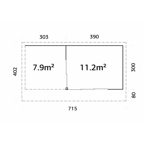 PALMAKO Ferienhaus »Andrea«, Aufstellmaße BxTxH: 715 x 402 x 264 cm, lackiert, Holz - grau |  Fichte