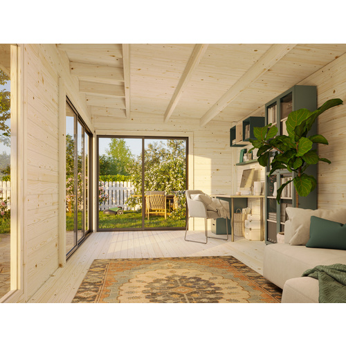 PALMAKO Gartenhaus »Andrea Slide Plus«, B x H x L:  595 x 264 x 300 cm, naturbelassen, unbehandelt - braun |  Holz  |  17,1 m²