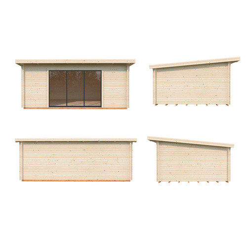 PALMAKO Ferienhaus »Lea Slide«, B x H x L:  530 x 249 x 380 cm, naturbelassen, tauchgrundiert - braun |  Holz  |  19,4 m²