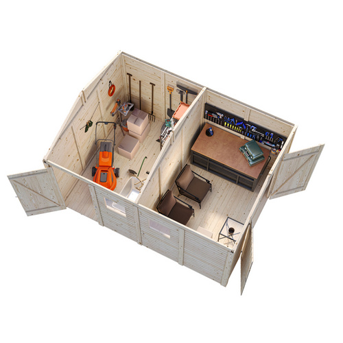 PALMAKO Gerätehaus »Dan«, Aufstellmaße BxTxH: 295 x 394 x 220 cm, lackiert, Holz - grau |  Fichte
